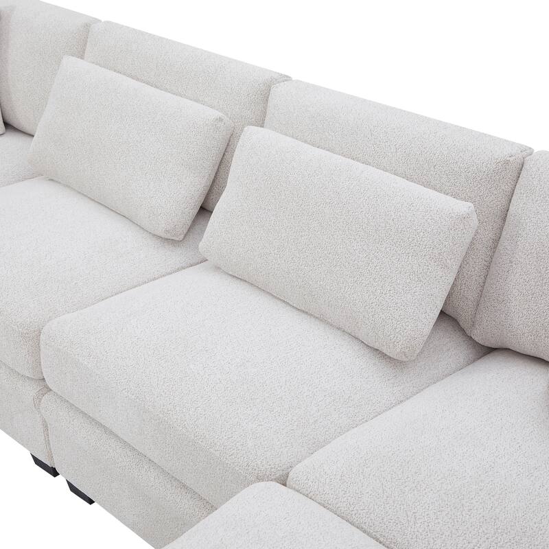 Christopher Knight Home - Modular Comfort Reversible Fabric Sectional Sofa with Ottoman, Beige (7-Piece Set)