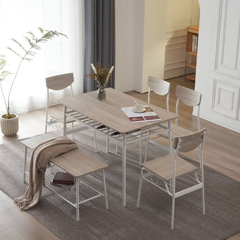 Steel Frame 6-Piece Modern Dining Set for Kitchen