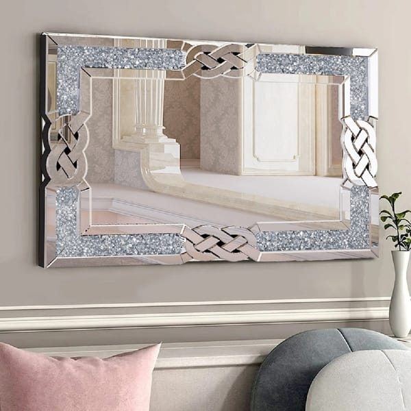 slide 2 of 12, Glam Crystal Accent Diamond Art Wall Mirror 36"x24"