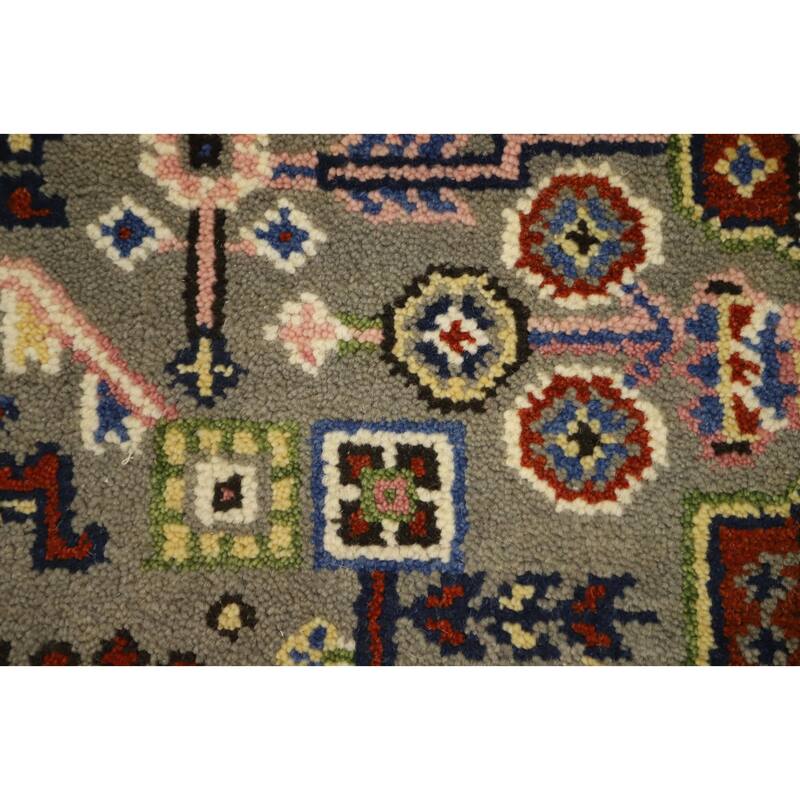 Hand Knotted Oriental 100% Wool Carpet Traditional Geometric Beige & Ivories Kazak Area Rug - 5' 10'' X 4' 0''