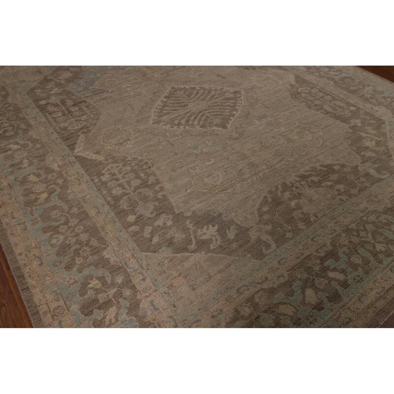 Oushak Turkish Area Rug Vegetable Dye Hand-Knotted Wool Carpet - 8'3"x 9'10"