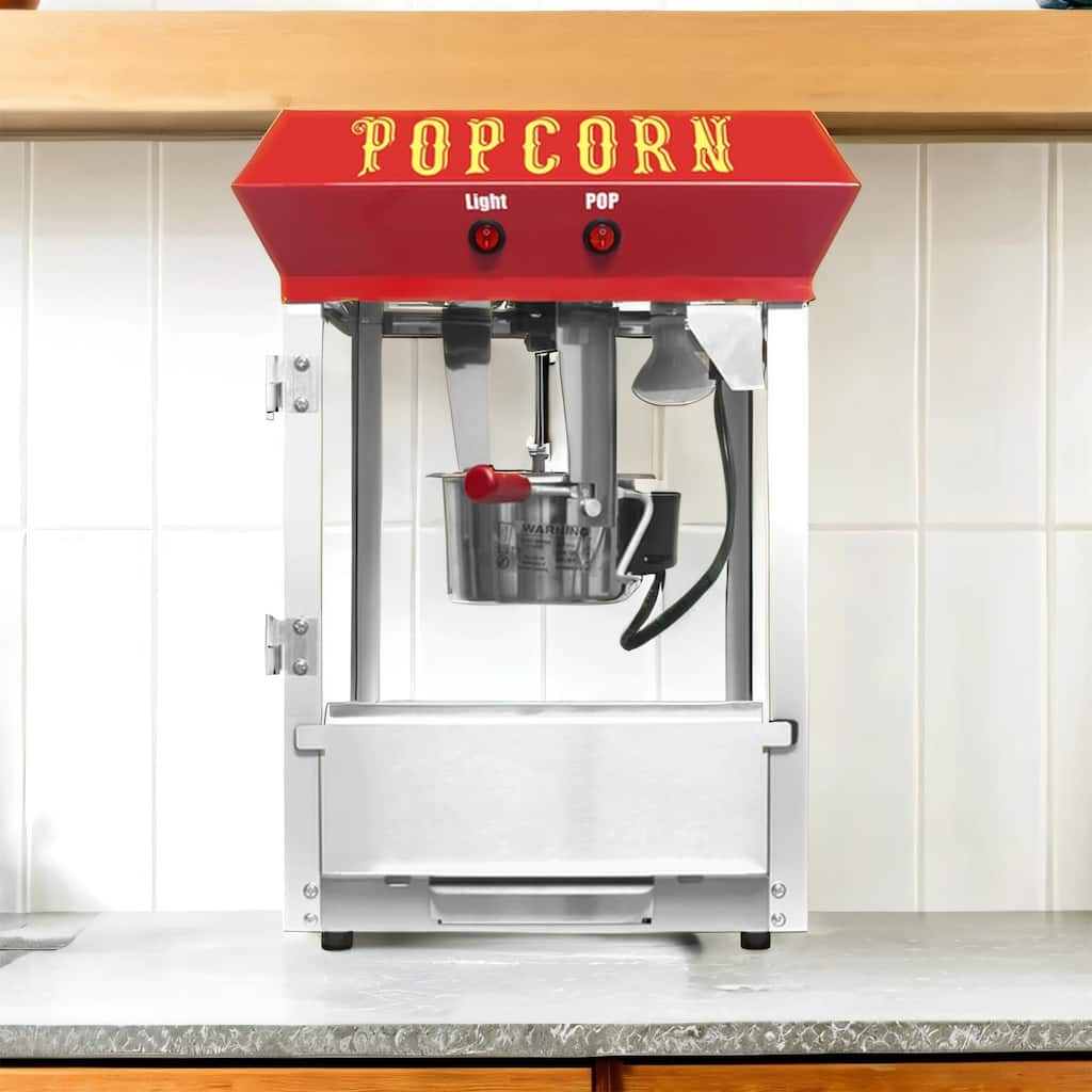 2-Gal Commercial Popcorn Machine with Warming Deck, 600W, Scoop & Cup