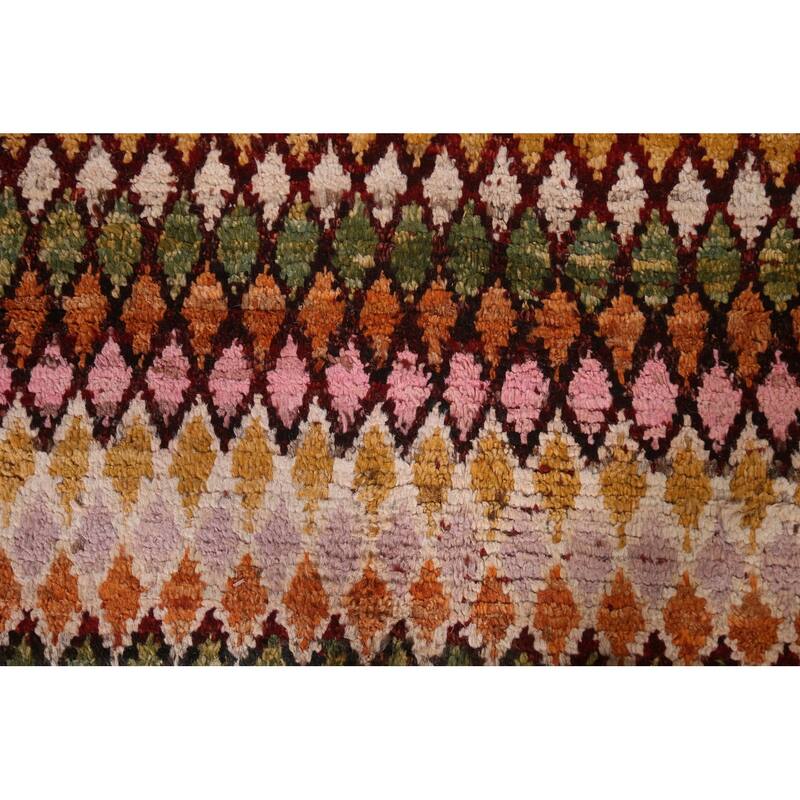 Hand Knotted Oriental 100% Wool Carpet Modern Tribal Red Moroccan Area Rug - 9' 8'' X 6' 11''