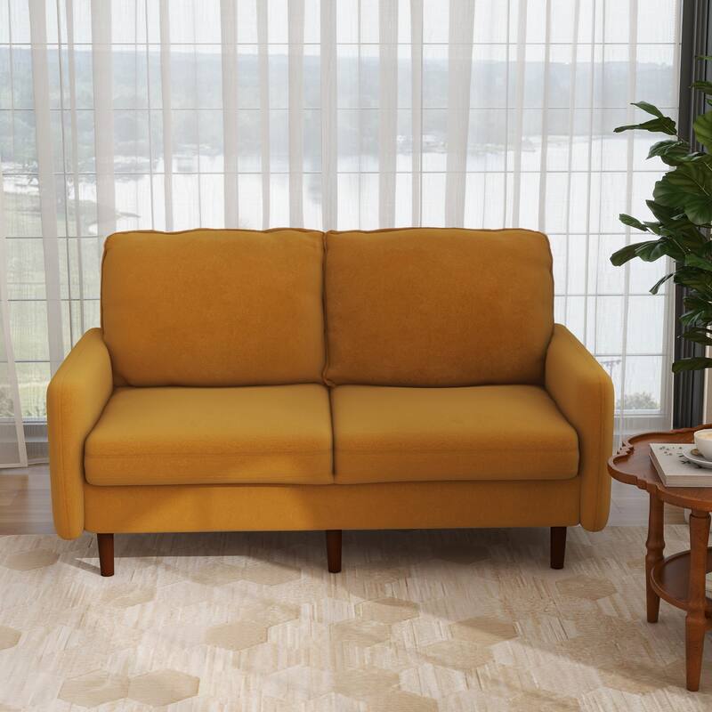 Velvet Loveseat Sofa With Wood Legs