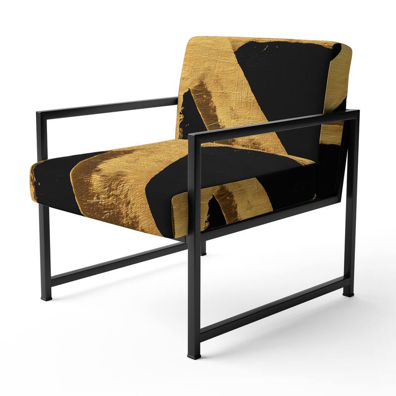 Designart "Black & White Crossing Paths I" Upholstered Abstract Accent Chair - Modern Arm Chair For Bedroom
