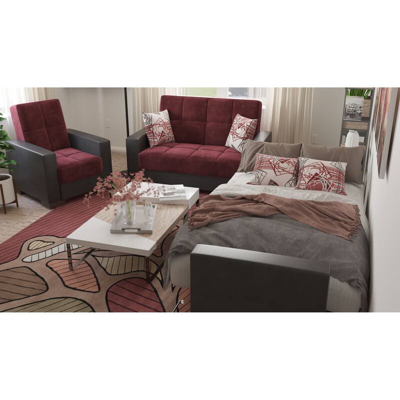 Collection Upholstered Convertible Loveseat With Storage