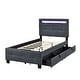 preview thumbnail 7 of 14, Twin Size Upholstered Platform Bed with LED Lighting and Storage Drawers, Modern Design with Lattice Headboard