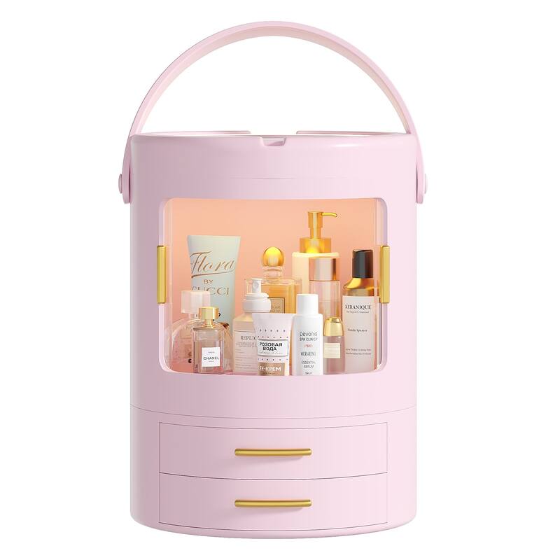 Makeup Organizer Bathroom Medicine Organizer Cosmetic Display Cases with Led Mirror for Dresser, Vanity Countertop
