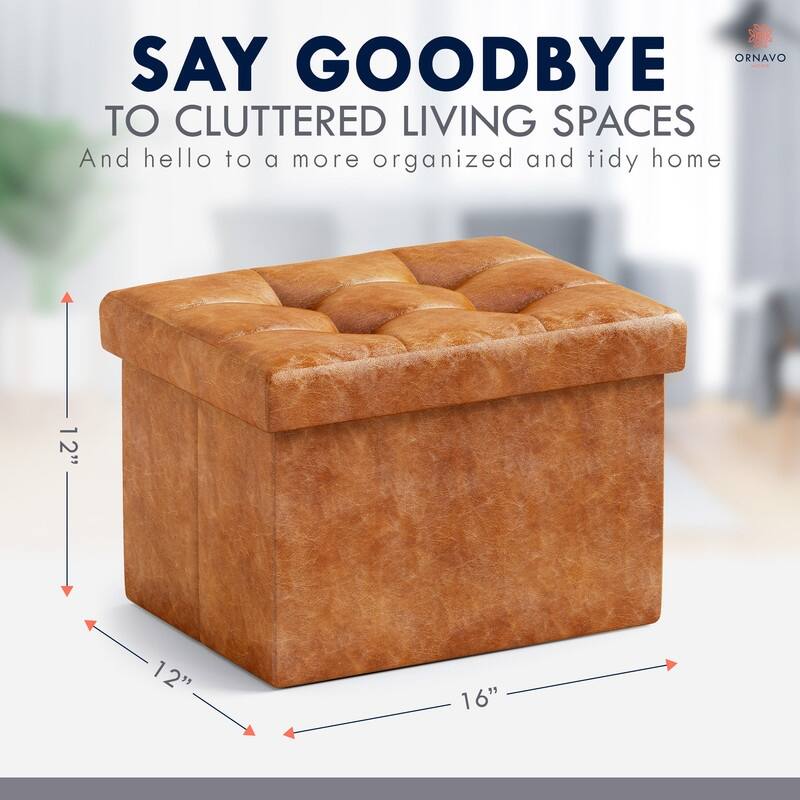 Small Foldable Rectangle Storage Ottoman