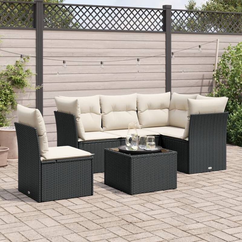 vidaXL Garden Sofa Set Black PE Rattan Medium Modular Garden Sofa Set - 21.7 x 21.7 x 14.6
