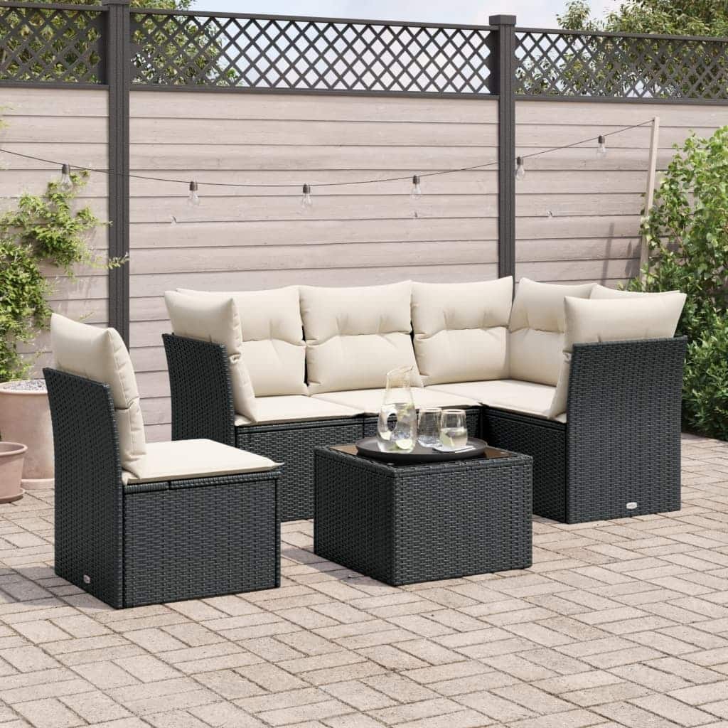 vidaXL Garden Sofa Set Black PE Rattan Medium Modular Garden Sofa Set - 21.7 x 21.7 x 14.6