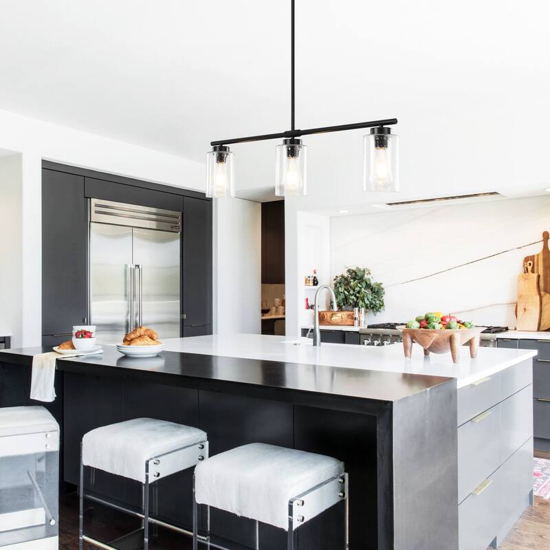 Modern Linear Ceiling Hanging Pendant Light With Adjustable Height for Living Room, Foyer