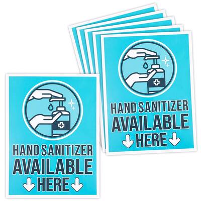 Hand Cleaner Here Adhesive Sign Labels, Store Sign (9 x 12 In, 6 Pack)
