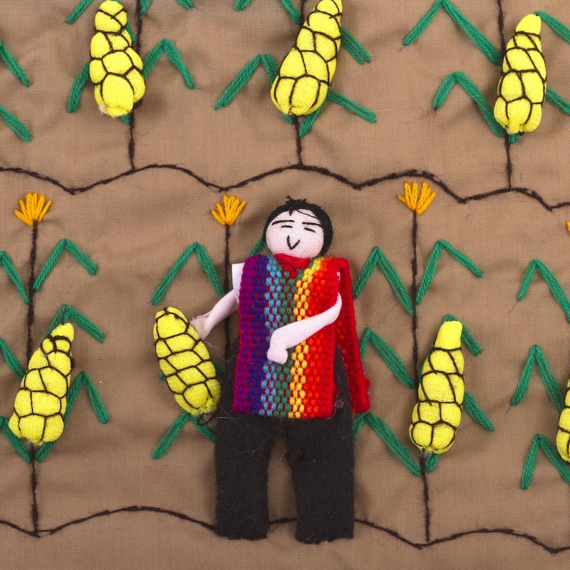 Novica Handmade Corn Harvest Cotton Applique Wall Hanging