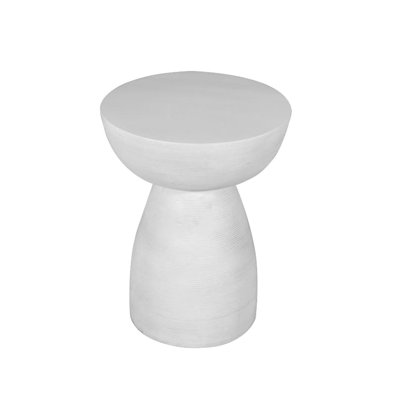 White Solid Wood Round End Table with Pedestal Base and Rustic Finish - 17” x 17” x 22” (D x W x H) - White