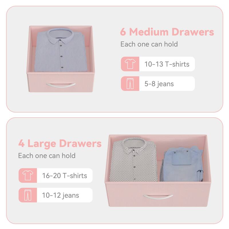 10 Drawer Dresser, Storage Organizer Unit with Fabric