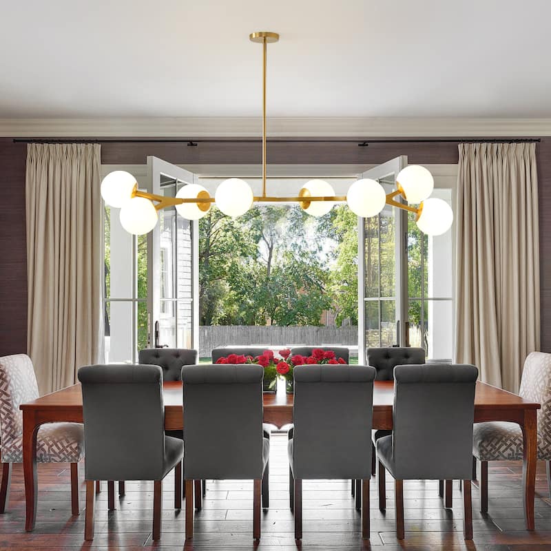 Dimmable Modern Chandelier for Dining Room with Frosted Glass Shade
