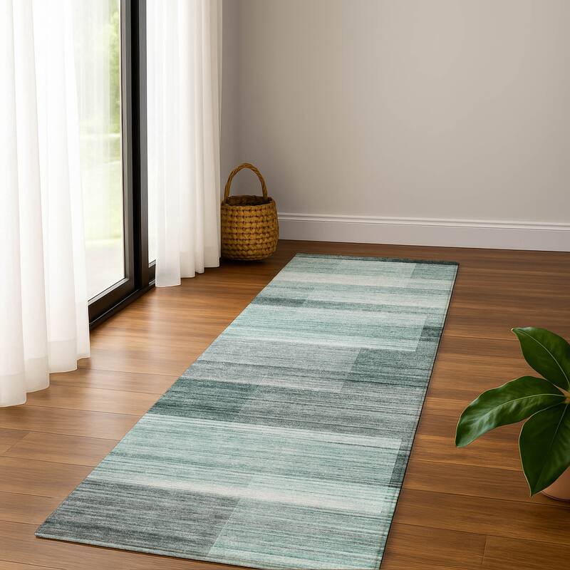 Premium Washable Super Soft Ombre Layers Mayfield Rug - Teal - 2'3" x 7'6"