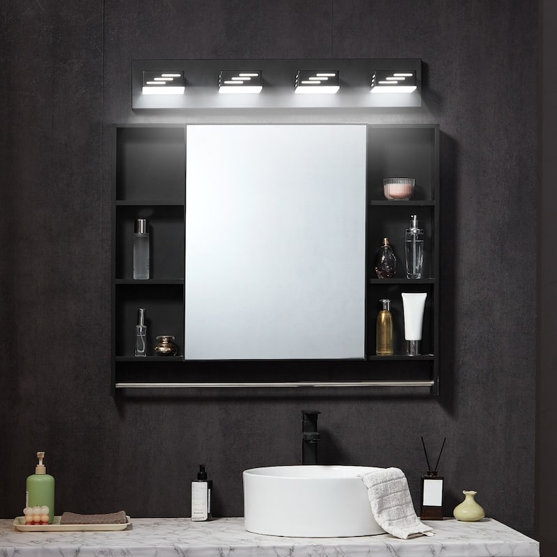 Modern LED Bathroom Vanity Light Fixture with 4 Rotatable Heads and 6000K Daylight Glow