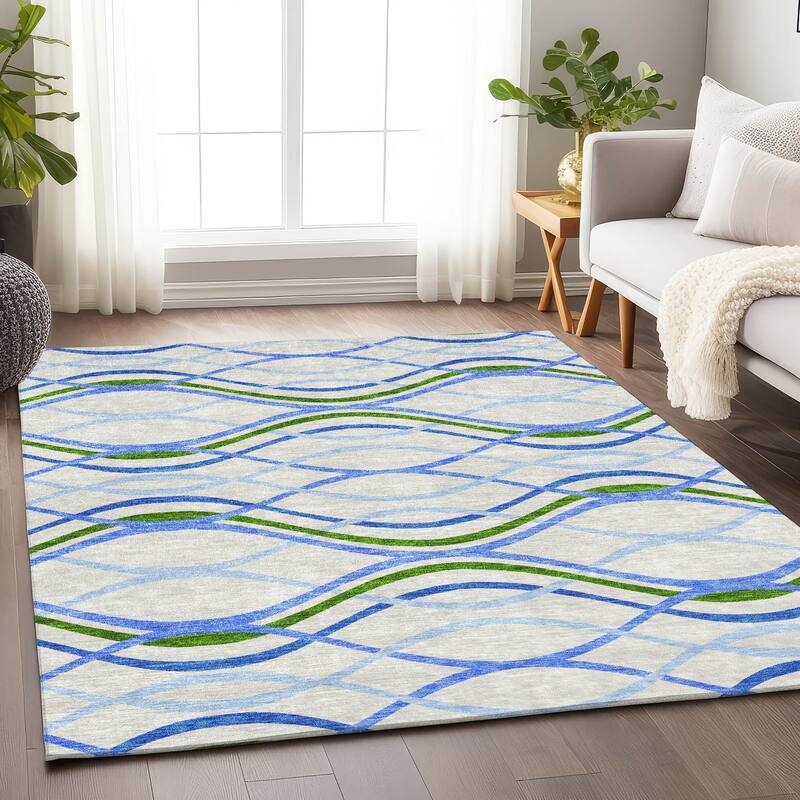 Premium Washable Super Soft Contemporary Dickerson Mayfield Rug - Sky - 8' x 10'