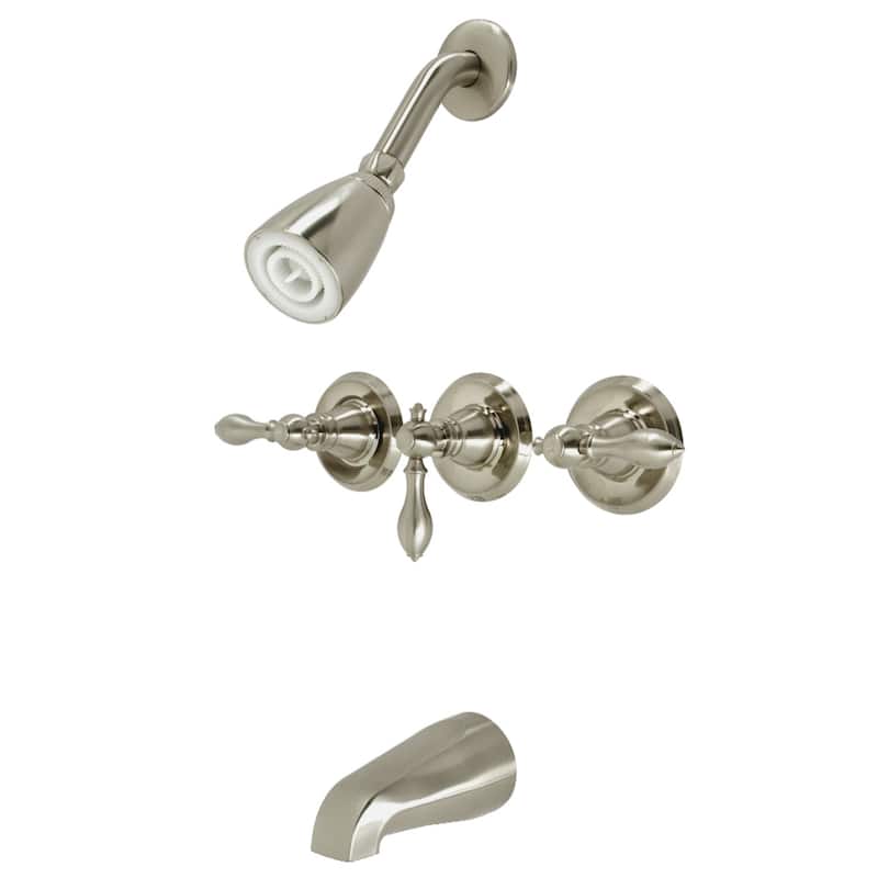 American Classic Three-Handle Tub and Shower Faucet - Brushed Nickel