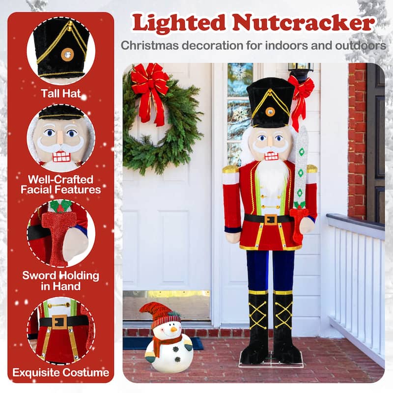 Costway 1/2 PCS 5 FT Lighted Nutcracker Soldier Outdoor Christmas - as pic shows