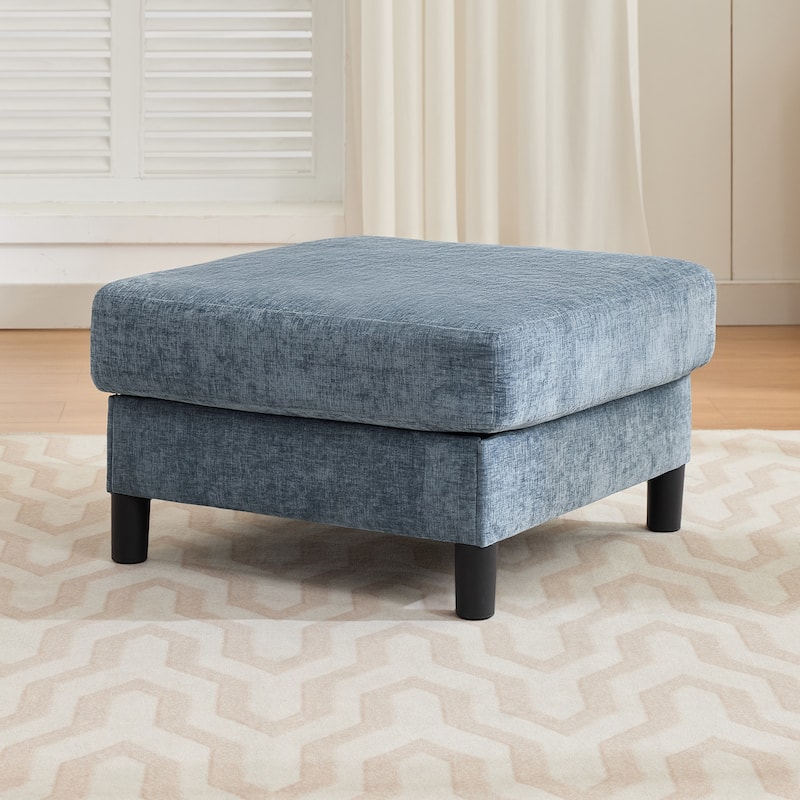 Chenille Upholstered Square Ottoman Footrest