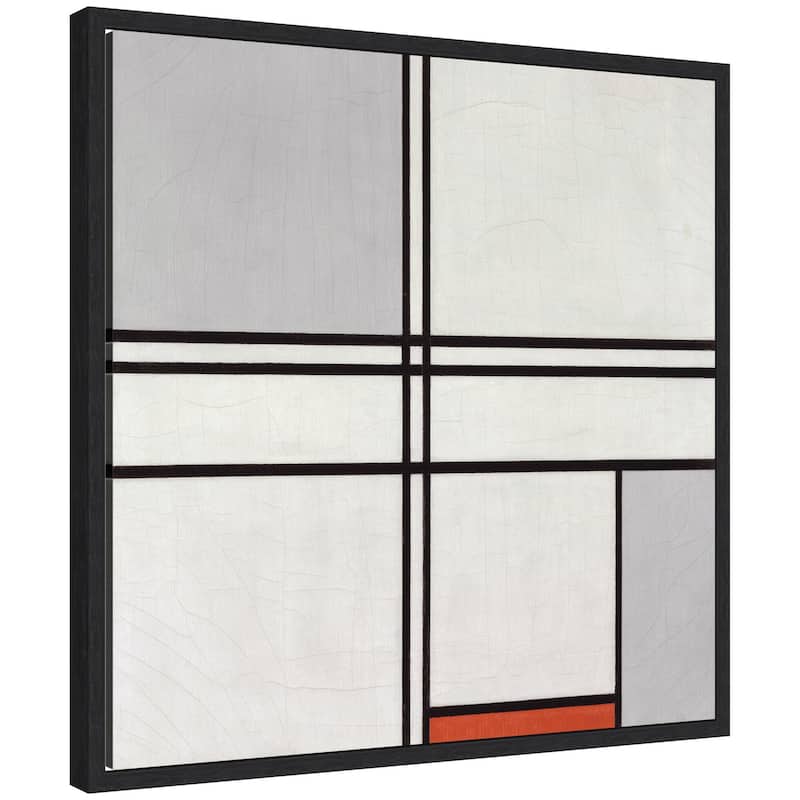 Kate and Laurel Sylvie Piet Mondrian Composition No 1 Gray Red 1935 Framed Canvas by The Art Institute of Chicago - 22x22 - Black