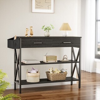 Multi-function Console Table with 2 Drawers, Entryway Sofa Table with 3 ...