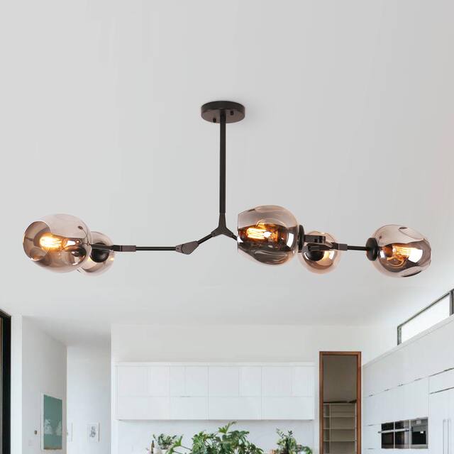 Belladepot Modern Full-angle Adjustable Chandelier with Smoked Glass Shades - 5 Light - Grey