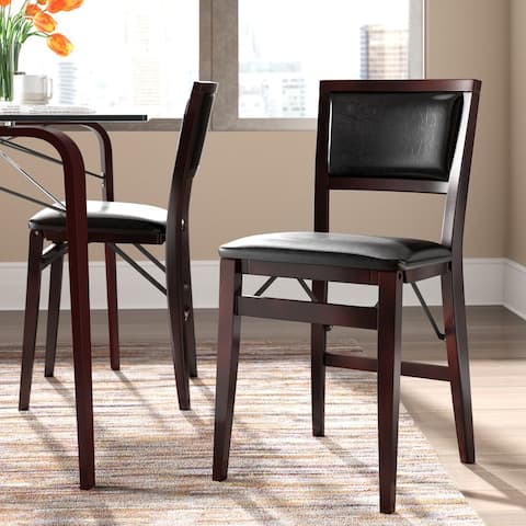 Porch & Den Aldersey Espresso Folding Chair with Dark Brown Seat (Set of 2)