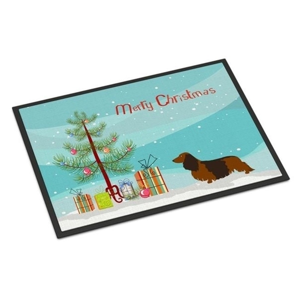 Carolines Treasures BB8449JMAT Longhaired Dachshund Christmas Indoor or Outdoor Mat 24 x 36 in.