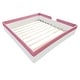 preview thumbnail 10 of 48, Upholstered Floor Bed Fence Bed Slat Platform Bed with Fence and Second Level Ladder, Anti-collision Frame for Kids Toddler