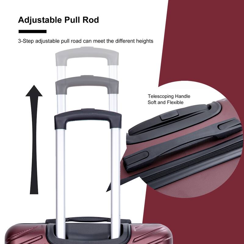 ABS 4-Piece Luggage Set with TSA Lock, Rotating Spinner Wheels, 16", 20", 24", 28" Suitcases for Travel