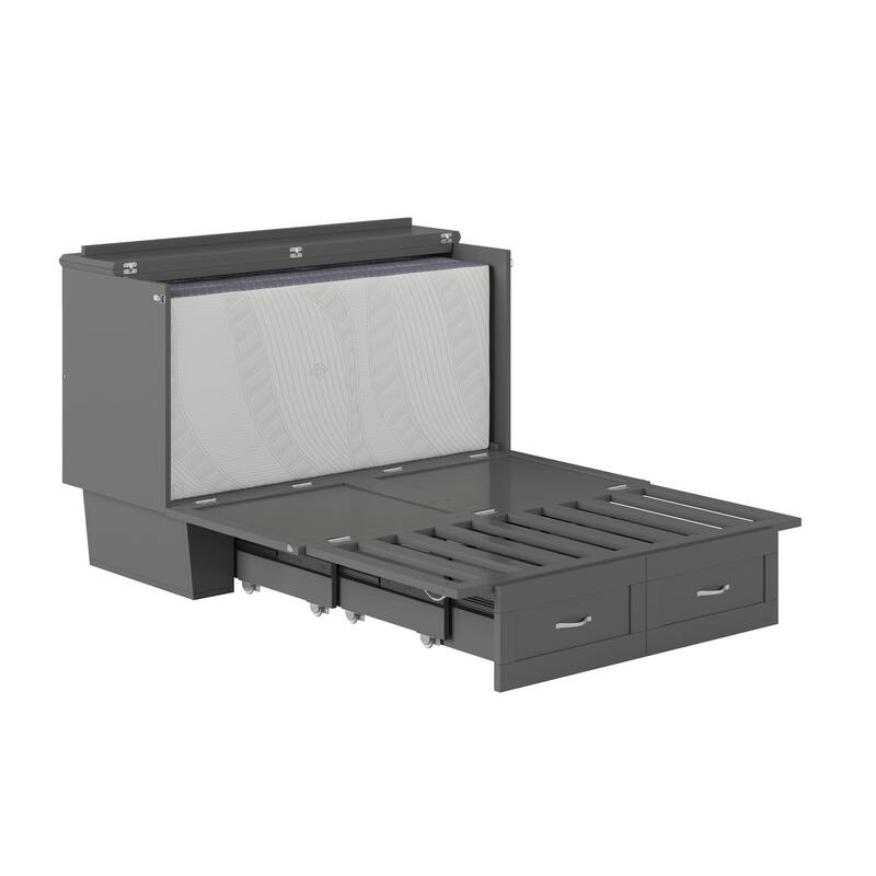 Monroe Full Murphy Bed Chest with 6" Memory Foam Mattress