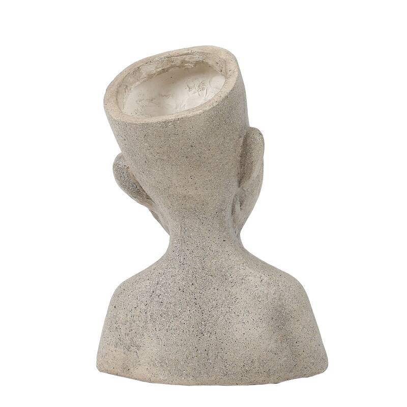 Speckled Beige MgO Happy Bust Head Indoor/Outdoor Statue Planter