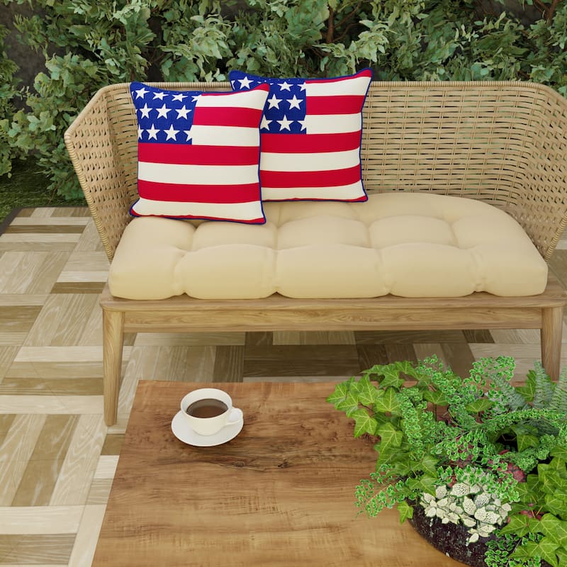 18" x 18" Americana Outdoor Throw Pillow with Welt - Set of 2 - 18'' L x 18'' W x 5'' H - American Red, White and Blue