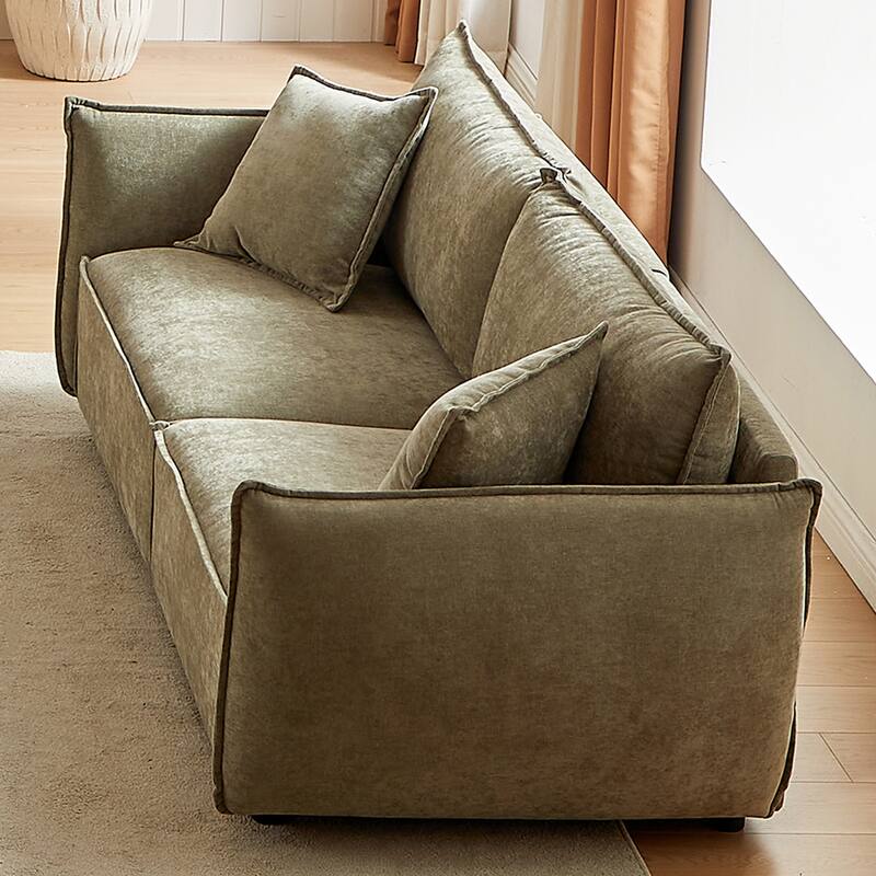 Convertible Chenille Sleeper Sofa Couch with Pillows, Modern Design for Living Rooms