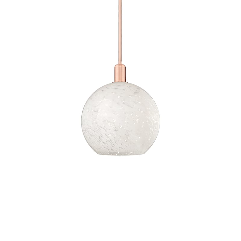Innovations Lighting 716-1S-15-12 White Mouchette Pendant White - Antique Copper / White Mouchette