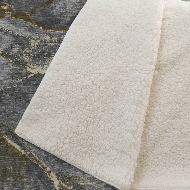 Premium Machine Washable Abstract Contemporary Sherpa Throw Blanket
