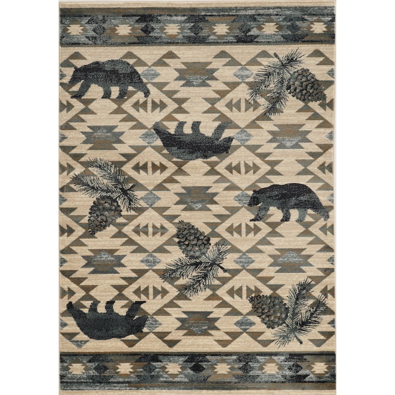 The Gray Barn Yoho Ivory and Blue Tribal Area Rug