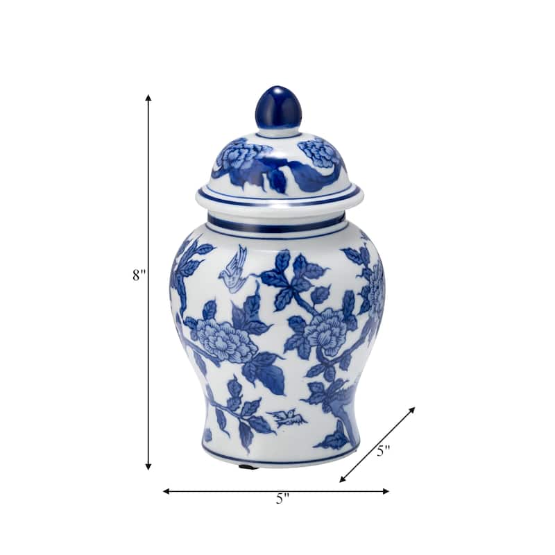 Sagebrook Home Chinoiserie Blue & White Ceramic Lidded Jar