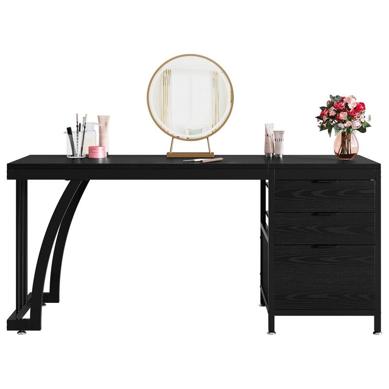 59" Large Vanity Desk with 3 Reversible Drawers, Chic Makeup Dressing Table Vanity Station for Women Girls Bedroom