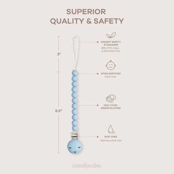 dimension image slide 5 of 8, Pacifier Clip for Boys and Girls by Comfy Cubs