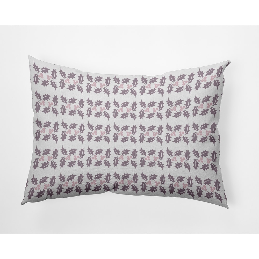 Holly Stripes Indoor/Outdoor Christmas Throw Pillow