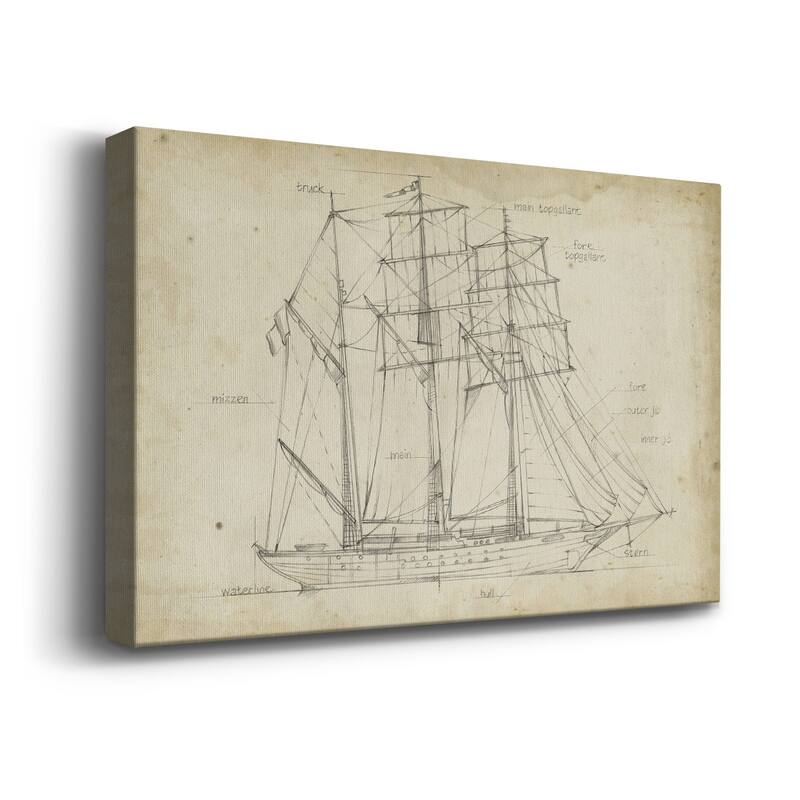 Sailboat Blueprint I Premium Gallery Wrapped Canvas - Ready to Hang