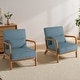 preview thumbnail 88 of 141, 25" W Mid Century Upholstered Wood Accent Chair with Pillow set of 2