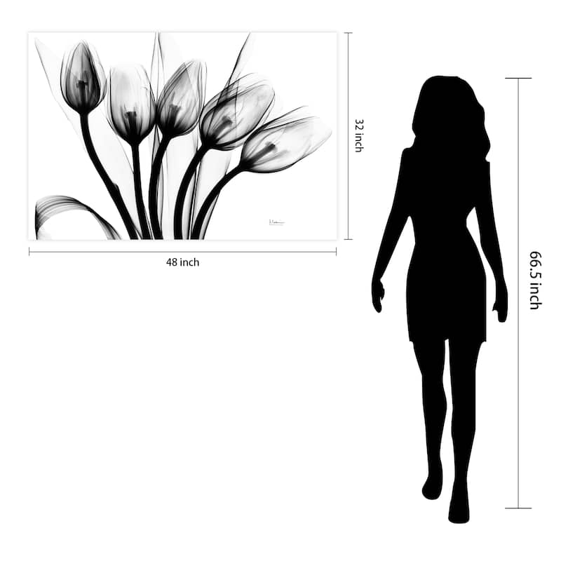 "Marching Tulips" Frameless Free Floating Tempered Glass Panel Graphic Wall Art