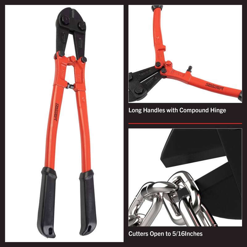 Bolt Cutter - Drop Forged Hardened Alloy Steel Cutter with Ergonomic Grips - Cuts Chains, Wires, Bolts, Locks by Stalwart