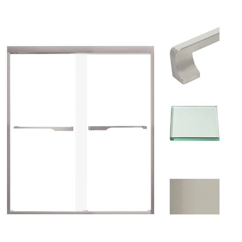 Transolid FBPT607008C-J 70" High x 59" Wide Bypass Frameless Shower - Brushed Stainless
